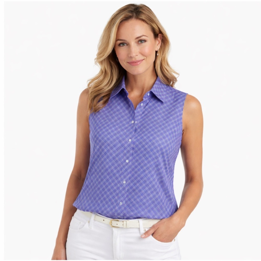 [Escada Sport] Purple Plaid Button Down Top